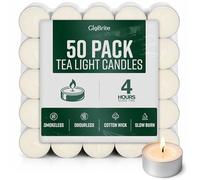 Globrite Unscented Tea Lights - 4 Hour Burn Tealight Candles - Long Burning Tea Lights for Home, Events & Decorative Use (Pack of 50)