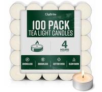 GloBrite Unscented Tea Lights - 4 Hour Burn Tealight Candles - Long Burning Tea Lights for Home, Events & Decorative Use (Pack of 100)