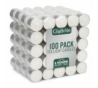 GloBrite Unscented Tea Lights - 8 Hour Burn Tealight Candles - Long Burning Tea Lights for Home, Events & Decorative Use (Pack of 100)