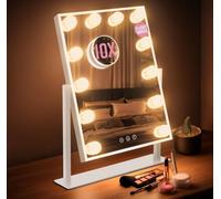 Globrite White Hollywood Mirror With 12 Leds (36L X 48W Cm) - 3 Light Modes & Adjustable Brightness, Touch Screen, 360 Rotation