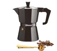 Gloce Stovetop Coffee Maker, Comes with Golden Coffee Clip Spoon, 6 Cup/300ml Moka Pot, Gas & Electric Stove, Aluminum, Espresso Machine for Ground Coffee