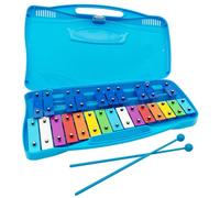 Glockenspiel, 25 Note Xylophone with Mallets Chromatic Glockenspiel Musical Percussion Instrument Blue, Vibraphone