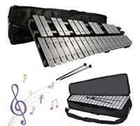 Glockenspiel Bell Kit with 30 Notes, Portable and Folding, Wooden Base, Percussion Instrument with Drumsticks and Carry Bag, for Music Beginners