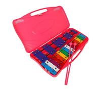 Glockenspiel Xylophone 25 Note Xylophone Aluminum Plate Piano With Hand Knock ABS Carrying Case Percussion Rhythm(Pink)