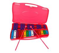 Glockenspiel Xylophone - 25 Notes Colorful Metal Keys with Mallets, Percussion Musical Instrument Educational Music Teaching for Beginner, Pink