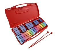 Glockenspiel Xylophone 25 Notes Glockenspiel Xylophone Hand Knock Xylophone Percussion Rhythm Musical Instrument With Case 2 Mallets(Red)