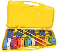 Glockenspiel Xylophone Metallophone 25 Keys Metallic Instrument ，25 Tone Aluminum Plate Musical, Hand Percussion, with Yellow Case ，Manual Percussion Metallophone