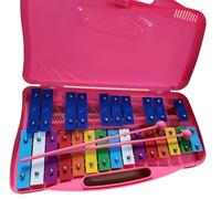 Glockenspiel Xylophone Metallophone 25 Keys Metallic Instrument ，25 Tone Aluminum Plate Musical, Hand Percussion, with Yellow Case ，Manual Percussion Metallophone