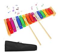 Glockenspiel Xylophone Wooden Xylophone 15 Tones Rainbow Button Xylophone with 2 Beaters Wind Chime Wood and Aluminium Percussion Instrument Ideal as a Gift for Educational Instruments (Buntes-1)