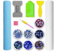 GLOCTO Rhinestone Flock Template Stencil - 3 Yards Flock & Mylar - 7 Colors Hotfix Rhinestones with Brush