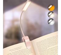Glocusent 120H Book Light Rechargeable, 13 LEDs Clip on Reading Light, Eye Caring Reading Lamp with 3 Colors & 5 Stepless Dimming 3-60LM, Flexible Book Lamp for Book Lovers Kids