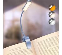 Glocusent 120H Book Light Rechargeable, 13 LEDs Clip on Reading Light, Eye Caring Reading Lamp with 3 Colors & 5 Stepless Dimming 3-60LM, Flexible Book Lamp for Book Lovers Kids