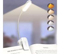 Glocusent 20 LED Reading Light, Book Light 5 Eye-Protecting Modes Book Lamp - Stepless Dimming, Rechargeable, Long Battery Life, 4-Level Power Indicator, Flexible Clip on Book Light (White)