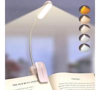 Glocusent 20 LED Reading Light, Book Light 5 Eye-Protecting Modes Book Lamp - Stepless Dimming, Rechargeable, Long Battery Life, 4-Level Power Indicator, Flexible Clip on Book Light (Pink)