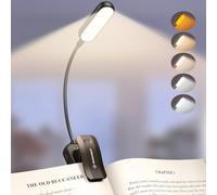 Glocusent 20 LEDs Book Light Clip on Book Reading Light Rechargeable USB-C | 5 Eye-Protecting Modes Clip on Book Light - Stepless Dimming, Long Battery Life, 4-Level Power, Flexible Book Lamp (Black)