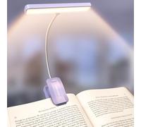 Glocusent 26 LED Reading Light, Book Light with 5 Colours & Stepless Dimming - 90hr Long Battery Life, Eye-Protecting, Larger Lamp Area, 360° Flexible Perfect for Book Lovers, Kids in Bed (Lilac)