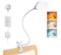 Glocusent 5W Clip on Light, 36 LED Eye Caring Reading Light for Bed, 3 Colors & 5 Brightness Clip on Lamp with Adapter, Perfect Reading Light/Bunk Bed Light