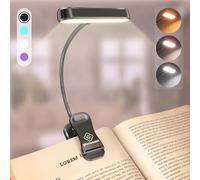Glocusent Book Light Reading Lights for Books in Bed, Eye Caring Clip on Reading Light, 3 Colours & 5 Brightness, Rechargeable & Long Lasting, 1.4Oz Crafts Light for Cross Stitch & Embroidery