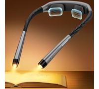 Glocusent Ergonomic Reading Lights for Books in Bed, 1600mAh Rechargeable Book Light, 100 Hrs - 3 Colors & 5 Brightness, Neck Light with Timers, Sleep Aid & Travel Lock