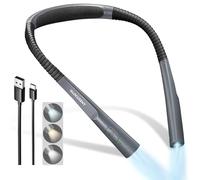 Glocusent Neck Light, Reading Lights for Books in Bed, 30-min Timer, 3 Colors & 3 Brightness Adjustable, Rechargeable & Long Lasting, Perfect for Reading, Knitting