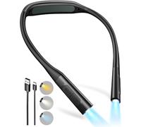 Glocusent Neck Light with 100Hrs Lasting, Eye-Protecting Book Light Lightweight, 5 Brightness & Adjustable Color Temperature, Neck Lights for Crafting, Knitting, Reading, Book Lover Gifts for Men