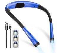 Glocusent Neck Reading Light, Book Light for Reading in Bed at Night, Rechargeable Neck Light Long Lasting Up to 80+ Hrs, 3 Colours & 6 Brightness Levels, Perfect for Avid Readers & Knitters
