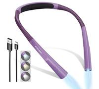 Glocusent Reading Light, 3 Colours & 3 Brightness Book Light, Reading Lights for Books in Bed, Neck Light with 30-min Timer, Rechargeable & Long Lasting, Perfect for Reading, Knitting