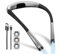 Glocusent Reading Light Book Light, Orignal Neck Light with 3 Colors & 6 Brightness Levels, Bendable Arms, Rechargeable Book Lamp, Long Lasting, Perfect for Reading, Knitting, Camping, Repairing