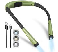 Glocusent Reading Light Book Light, Orignal Neck Light with 3 Colors & 6 Brightness Levels, Bendable Arms, Rechargeable Book Lamp, Long Lasting, Perfect for Reading, Knitting, Camping