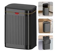 Glodeals Kitchen Hanging Trash Can with Lid, 2.1Gal/ 8L Stainless Steel Trash Can Compost Bin Counter Top, Wall-Mount Indoor Kitchen Trash Bin for Cabinet, Under Sink, Bathroom (Black)