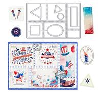 Glodecart 4th of July Postage Stamp Dies for Card Making Birthday Decoration, Frame Rectangle Patriotic Summer Stamp Cutting Die for Card Junk Journal DIY, Metal Halloween Decor Postage Stamps Die Cut