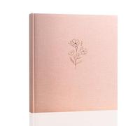 Glodenmemo Photo Album for Gluing, Photo Book with 100 White Pages with Glassine Dividers, Photo Album with Linen Cover, up to 500 Pictures, High-Quality Paper, 31 x 33 cm (Pink)