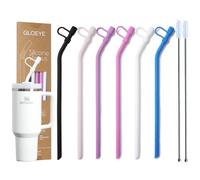 GLOEYE 12 Inch Extra Long Silicone Replacement Bend Straws for 40 oz Stanley Cup, Reusable Flexible Tall Giant Big Drinking Straw for Quencher Tumbler,1Gallon/64 oz Water bottle