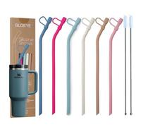 GLOEYE 12 Inch Extra Long Silicone Replacement Bend Straws for 40 oz Stanley Cup, Reusable Flexible Tall Giant Big Drinking Straw for Quencher Tumbler,1Gallon/64 oz Water bottle