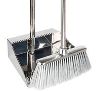 Gloffer Stainless Steel Dustpan with Brush Set,Long Handle Sweeping Broom and Heavy Duty Metal Dust Pan Indoor Outdoor for Home,Lobby,Office