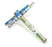 GloFX Geometric Rainbow Liquid X Kaleidoscope Tube Toy - Dual-Color Glitter Wands (White & Blue) - Visual Sensory Tube for Ages 15+