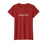 Glogg Takk Please Language Norwegian Wine Tasting Vacation T-Shirt, Women, Cranberry Red, X-Small