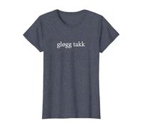 Glogg Takk Please Language Norwegian Wine Tasting Vacation T-Shirt, Women, Heather Blue, Medium