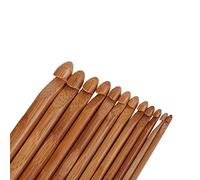 GLOGLOW 12Pcs Bamboo Knitting Needle Set, Smooth Carbonized Wooden Crochet Hooks, Perfect for DIY Sweater Yarn Projects