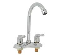 GLOGLOW 2 Handle Deck Plate Sink Faucet Dual Handle Basin Mixer Tap 360 Rotatable with Premium Copper Material and Aerator for Kitchen Bathroom
