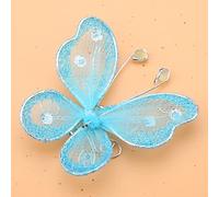 GLOGLOW 24PCS Sheer Organza Butterflies, Mesh Wire Edge Decor for Wedding Centerpieces Scrapbooking Party Table Scatter Card Making 24PCS Sheer Organza Butterflies, 6cm Glitter Nan (Blue)