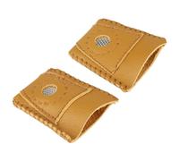 GLOGLOW 2pcs Large Leather Thimble Sets, Finger Protector Sewing Accessories, Genuine Leather, Comfort Fit, Finger Protection, Value for Money with Bag for Sewing 2pcs Large