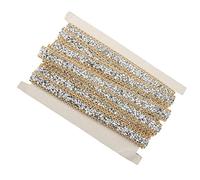 GLOGLOW 5 Yard 15 Mm Rhinestone Ribbon, Wrap Roll Rhinestone Ribbon Decoration for Wedding Party Floral Arrangements 5 Yard 15 Mm, Gold Silver Nan Garment Accessories