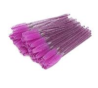 GLOGLOW 50pcs Nylon Disposable Eyelash Brush, Portable Spiral Wand for Easy Mascara Application, Ideal for Travel and Makeup Artists (Purple)