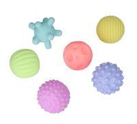 GLOGLOW 6PCS Baby Sensory Balls Textured Ball Set, Soft Squeeze Toys with Squeaker for Infants & Toddlers, Fine Motor Skills Development Toy Multicolor (Warm Color)