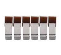 GLOGLOW 6Pcs Retro PU Leather Pen Loop Holder with Clamp Self Adhesive Pen Holder for Notebook Journal Diary Elastic Loop for Planner Pencil 3.1 Inch for Students Office (Brown)