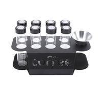 GLOGLOW 8pcs Coffee Bean Storage Tubes, Stand Funnel Transparent Glass Coffee Bean Tubes with One Way Exhaust Valve for Tea Leaves Nuts