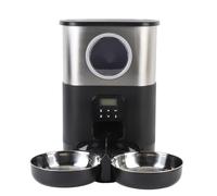 GLOGLOW Automatic Pet Feeder, 5L Large Capacity Automatic Timed Cat Feeders with Visable Window Quantitative Feeding Stainless Steel 2 Bowls Dog Food Dispenser for Cats Dogs (Black)