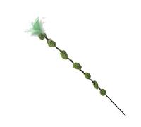 GLOGLOW Cat Feather Teaser Wand Toy Interactive Cat Stick with Flower Feather Bell for Kittens Play Anxiety Relief Eco-Friendly Material (Green)