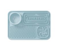 GLOGLOW Cat Licking Pad Slow Feed Puzzle Mat for Dogs Silicone 31cm, Beehive Wave Texture, 5X Slower Eating, Stress Relief Wet Food Treat Dispenser for Anxious Pets (Light Blue)